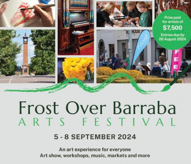 An image of artworks and information about the Frost Over Barraba event.